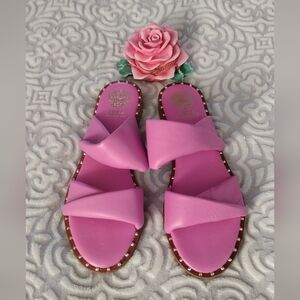 Vince Camuto Palennie Deep Orchid Puffy Flat Leather Sandal/ Slides Size 8½/39